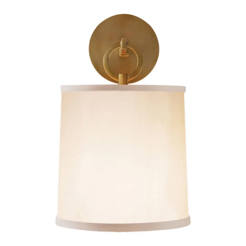 Barbara Barry French Cuff Sconce in Soft Brass with Silk Shade Wall Light W8" x H14"