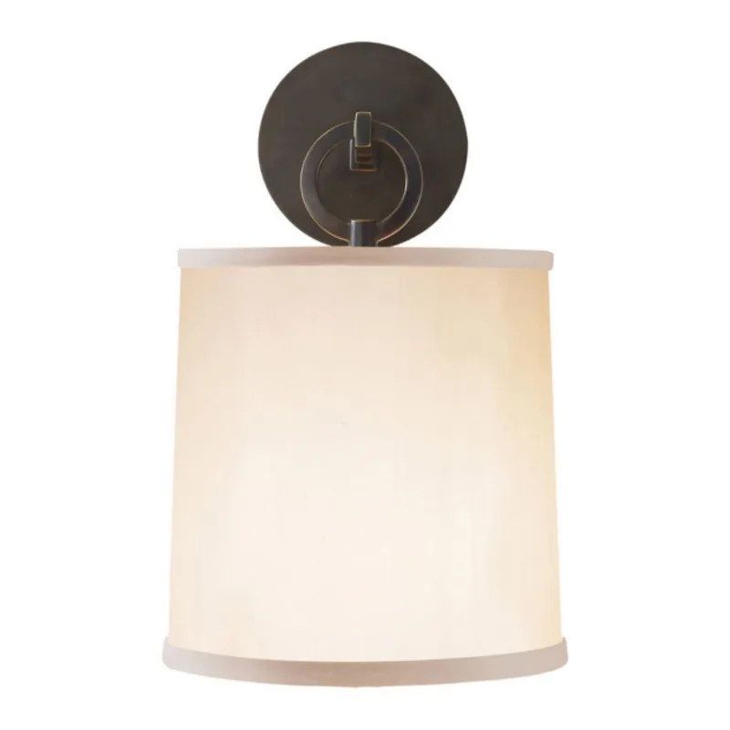 Barbara Barry French Cuff Sconce in Bronze with Silk Shade Wall Light W8" x H14"