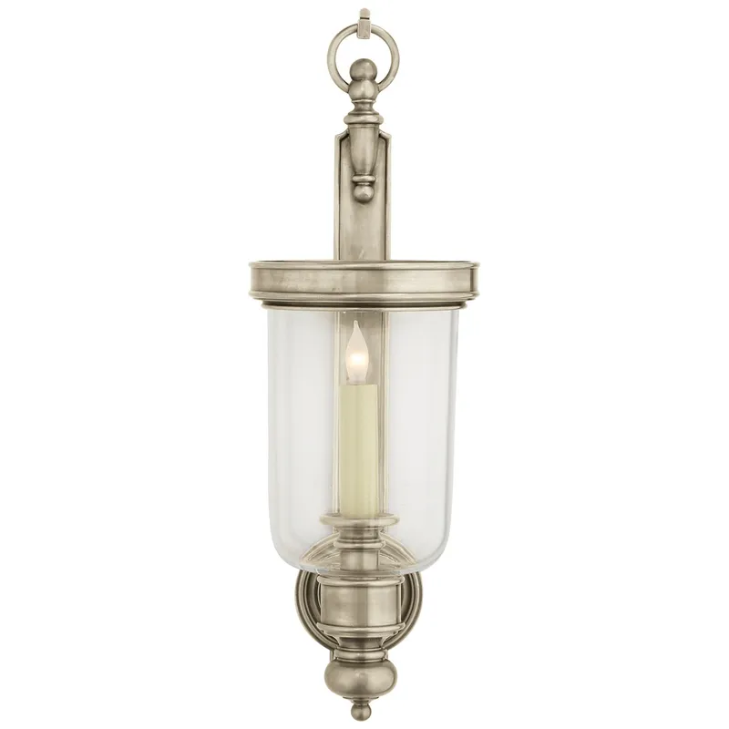 Chapman & Myers Georgian Small Hurricane Wall Sconce in Antique Nickel Wall Light W7.5" x H22"