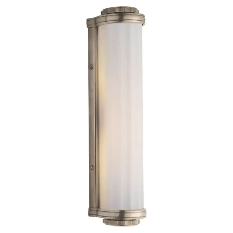 Thomas O'Brien Milton Road Bath Light in Antique Nickel with White Glass Wall Light W3.5" x H14.5"