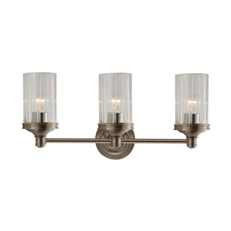 Alexa Hampton Ava Triple Sconce in Antique Nickel with Crystal Wall Light W20" x H9.25"