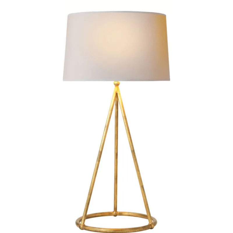 Thomas O'Brien Nina Tapered Table Lamp in Gilded Iron with Natural Paper Shade W15" x H31"
