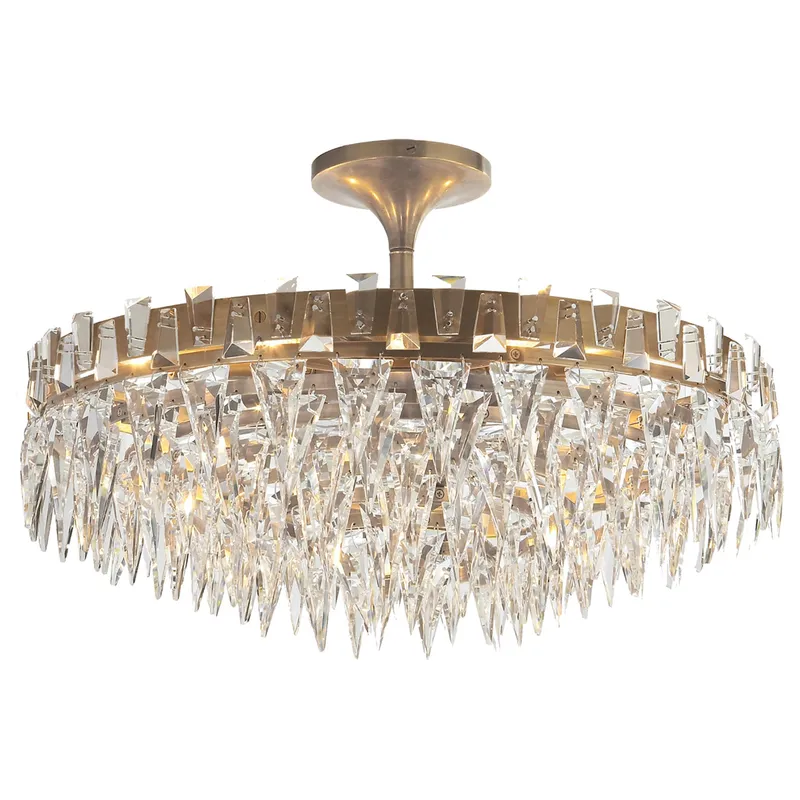 Joe Nye Trillion Large Flush Mount in Hand-Rubbed Antique Brass Ceiling Light W21" x H14.25"