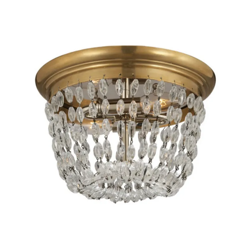 Chapman & Myers Paris Flea Market Small Flush Mount in Antique-Burnished Brass with Seeded Glass Ceiling Light W10" x H7.5"