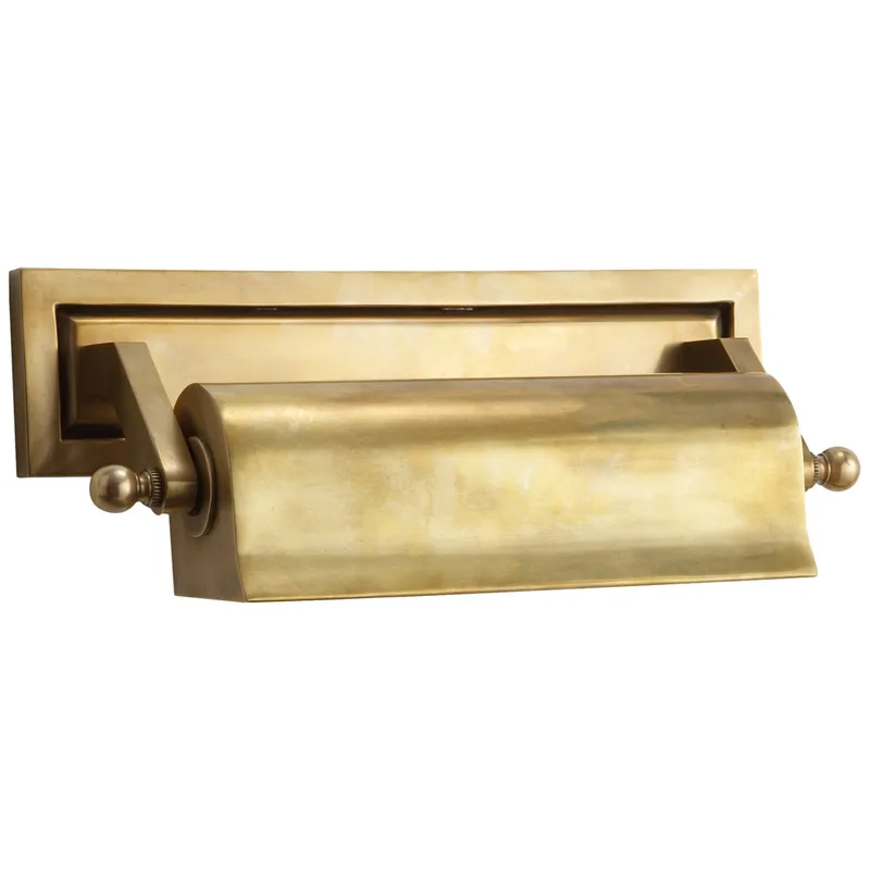Thomas O'Brien Library 10" Picture Light in Hand-Rubbed Antique Brass Wall Light W10.75" x H4"