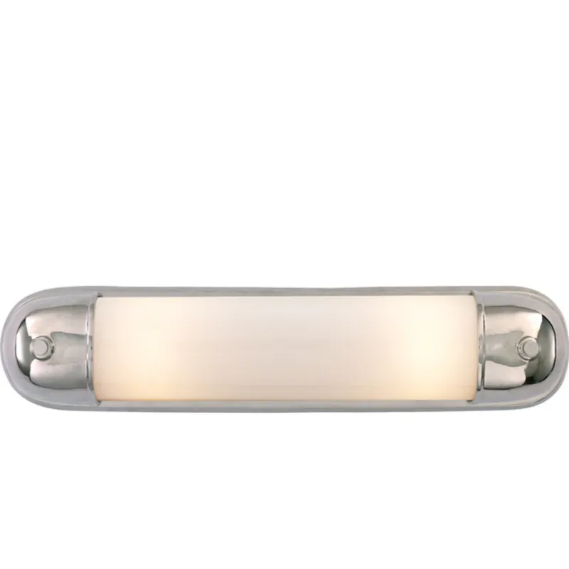 Thomas O'Brien Selecta Long Sconce in Chrome with White Glass Wall Light W4.75" x H21.75"