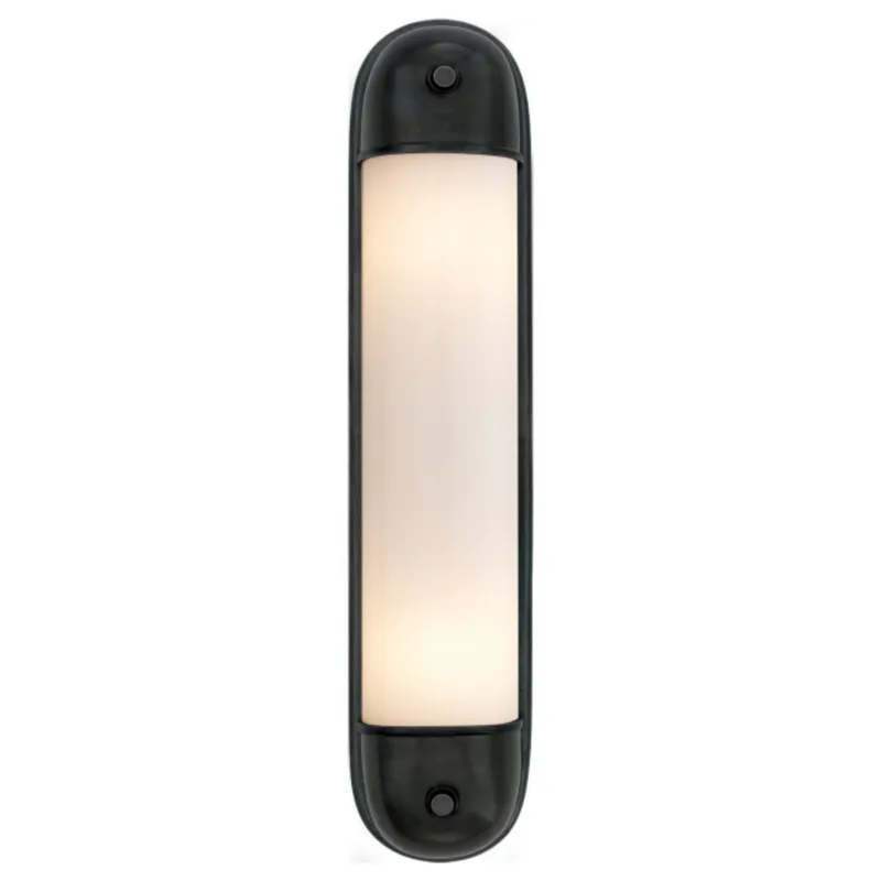 Thomas O'Brien Selecta Long Sconce in Bronze with White Glass Wall Light W4.75" x H21.75"