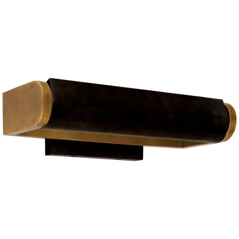 Thomas O'Brien David 12" Art Light in Hand-Rubbed Antique Brass with Bronze Shade Wall Light W12" x H3.75"