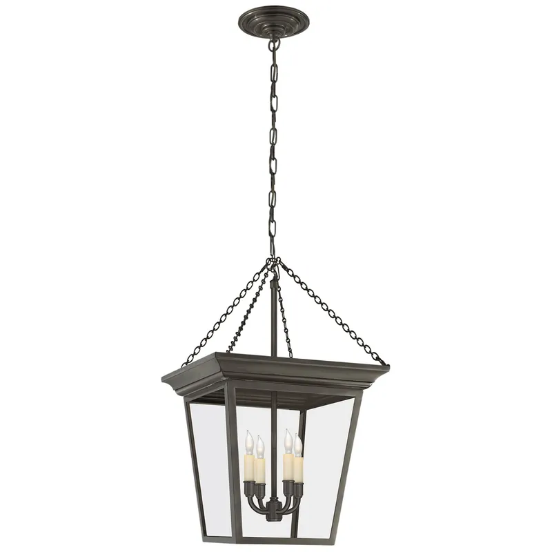 Chapman & Myers Cornice Small Lantern in Bronze Ceiling Light W14.5" x H24"