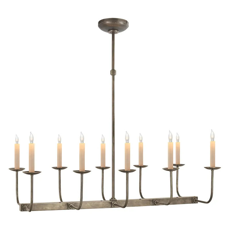 Chapman & Myers Linear Branched Chandelier in Antique Nickel Ceiling Light W35"
