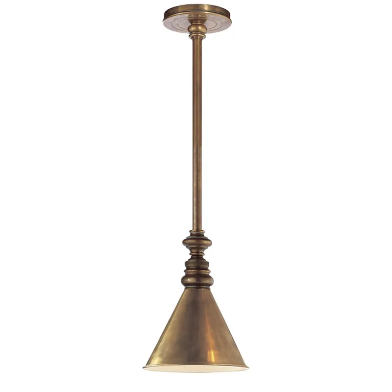 Chapman & Myers Boston Pendant in Hand-Rubbed Antique Brass with Mini Slant Shade Ceiling Light W7.25"