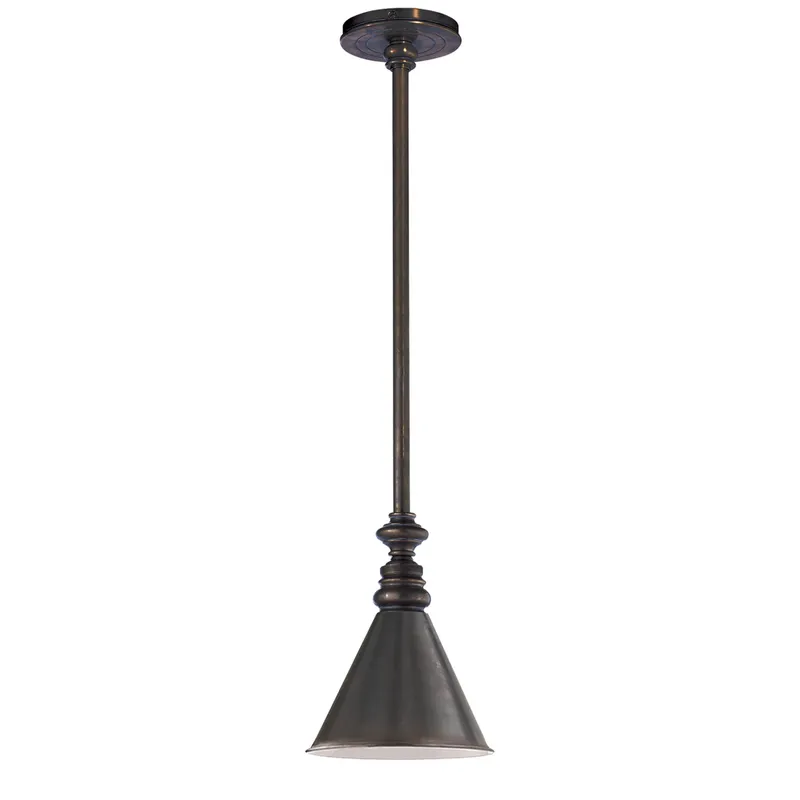 Chapman & Myers Boston Pendant in Bronze with Mini Slant Shade Ceiling Light W7.25"