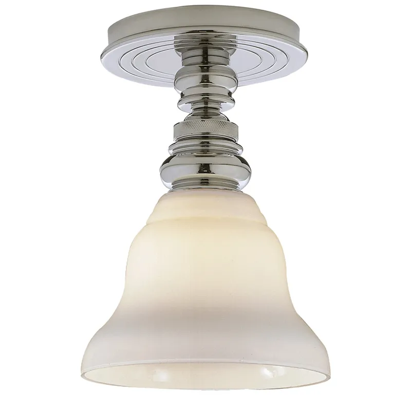 Chapman & Myers Boston Single Flush Mount in Polished Nickel with SLEG Shade Ceiling Light W5.5" x H8.5"