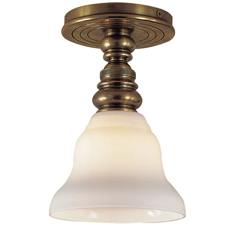 Chapman & Myers Boston Single Flush Mount in Hand-Rubbed Antique Brass with SLEG Shade Ceiling Light W5.5" x H8.5"