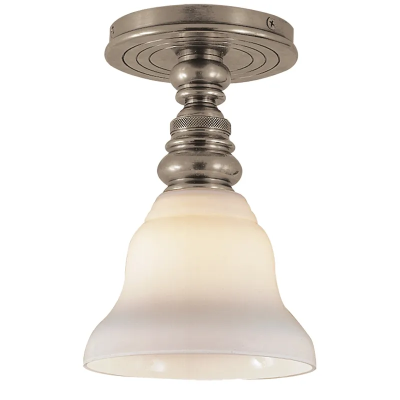 Chapman & Myers Boston Single Flush Mount in Antique Nickel with SLEG Shade Ceiling Light W5.5" x H8.5"