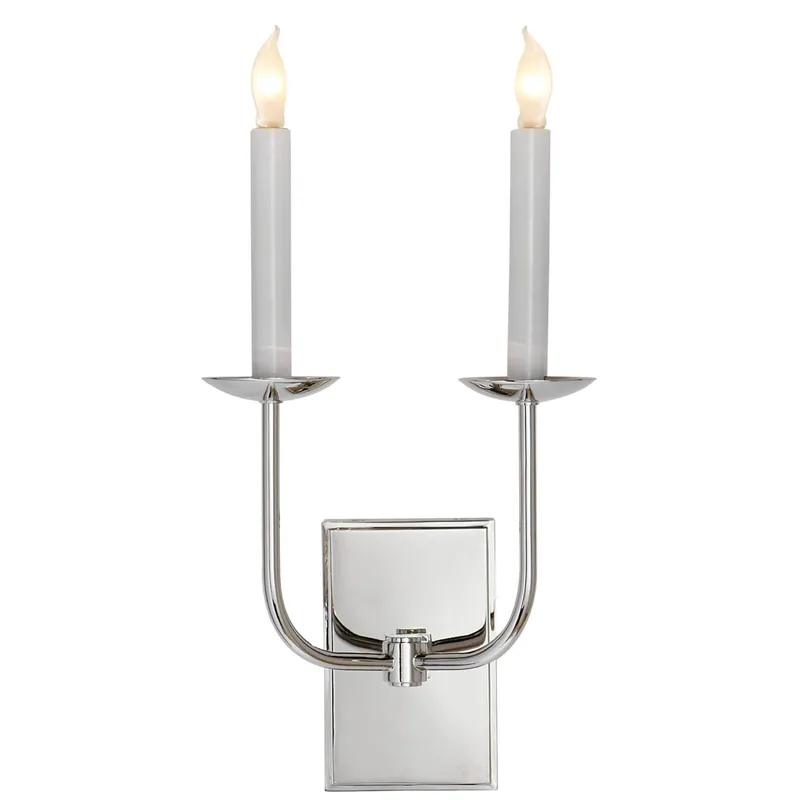 Chapman & Myers TT Double Sconce in Polished Nickel Wall Light W10" x H18"