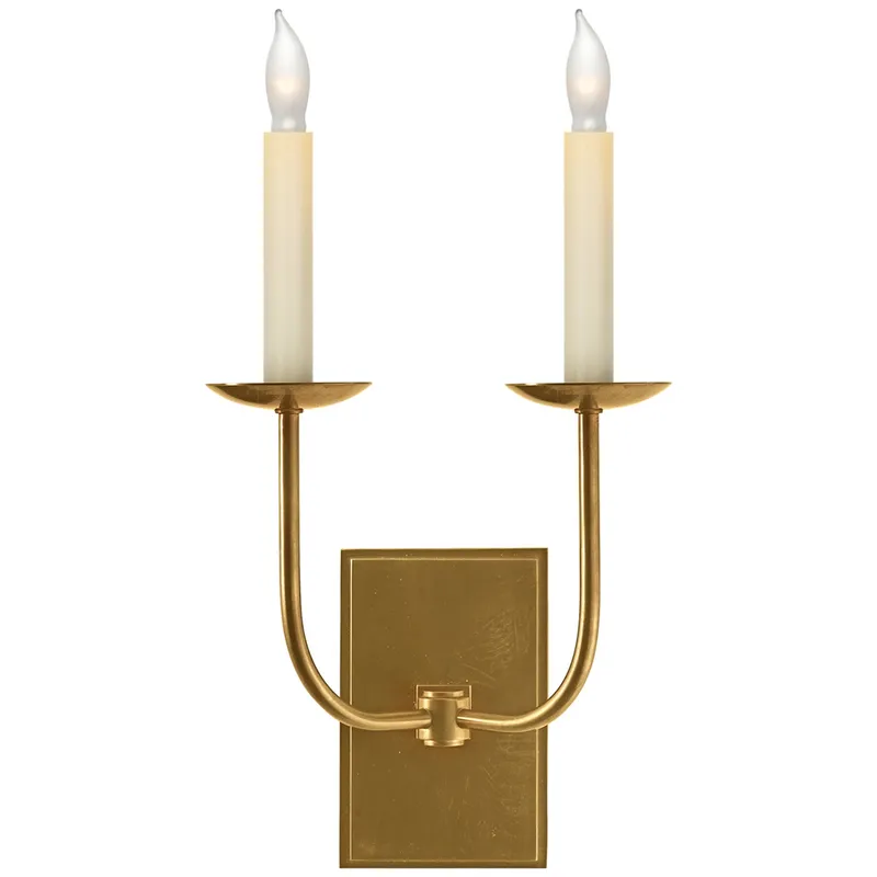 Chapman & Myers TT Double Sconce in Hand-Rubbed Antique Brass Wall Light W10" x H18"