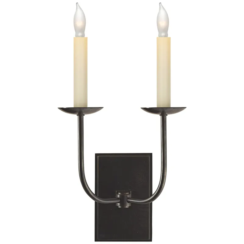 Chapman & Myers TT Double Sconce in Bronze Wall Light W10" x H18"