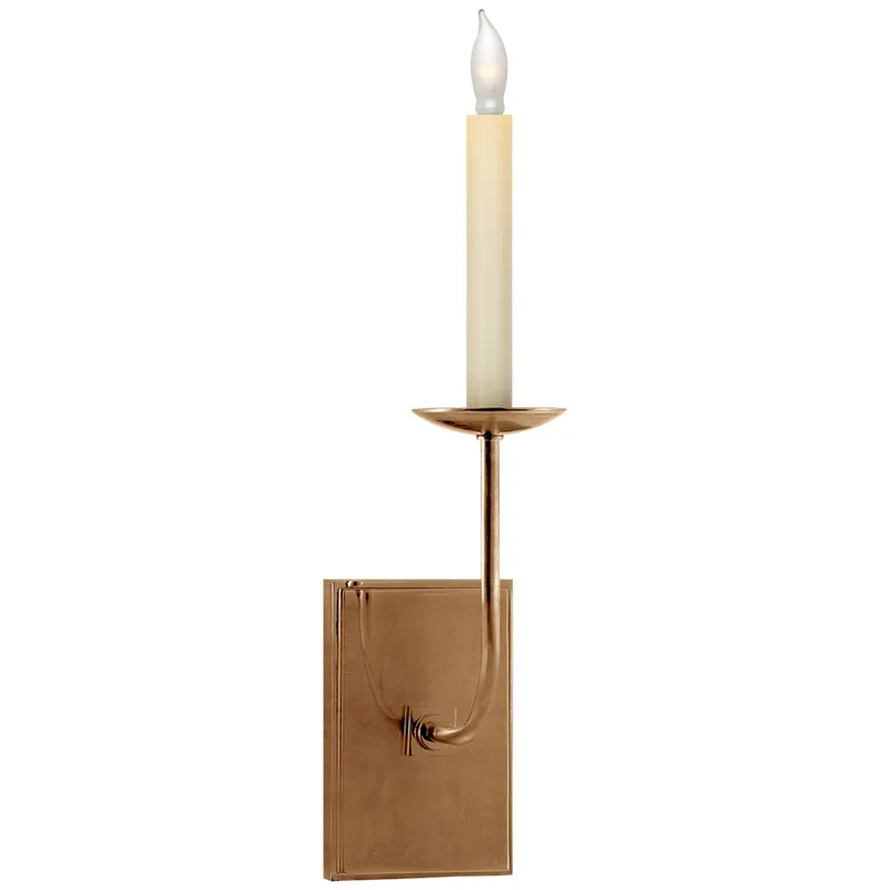 Chapman & Myers TT Single Sconce in Hand-Rubbed Antique Brass Wall Light W4" x H18"
