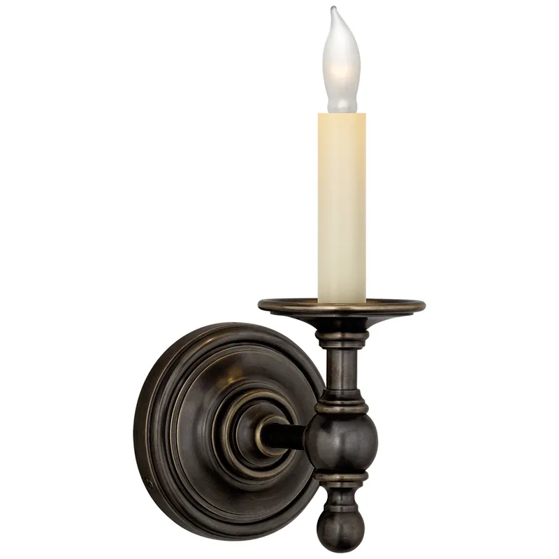 Chapman & Myers Classic Single Sconce in Bronze Wall Light W4.5" x H8"