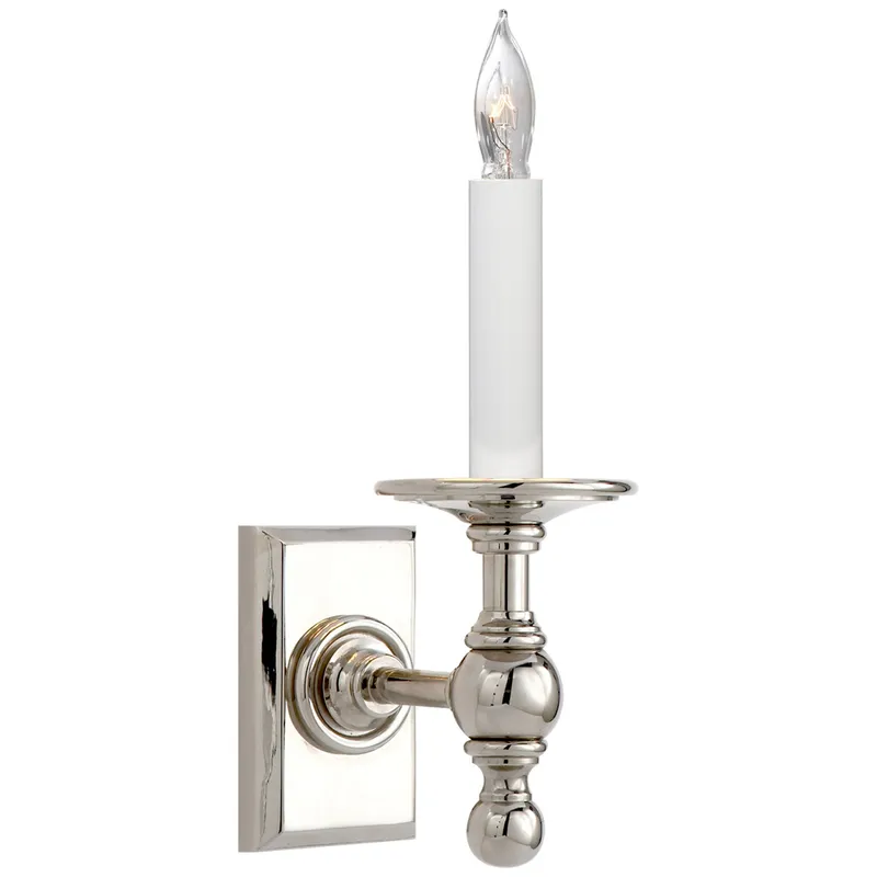 Chapman & Myers Single Library Classic Sconce in Polished Nickel Wall Light W3.5" x H8"