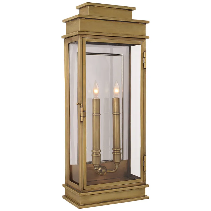 Chapman & Myers Linear Lantern Tall in Antique-Burnished Brass Wall Light W9" x H22.5"