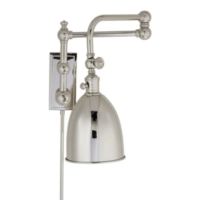 Chapman & Myers Pimlico Double Swing Arm in Polished Nickel with Polished Nickel Shade Wall Light W11" x H16"