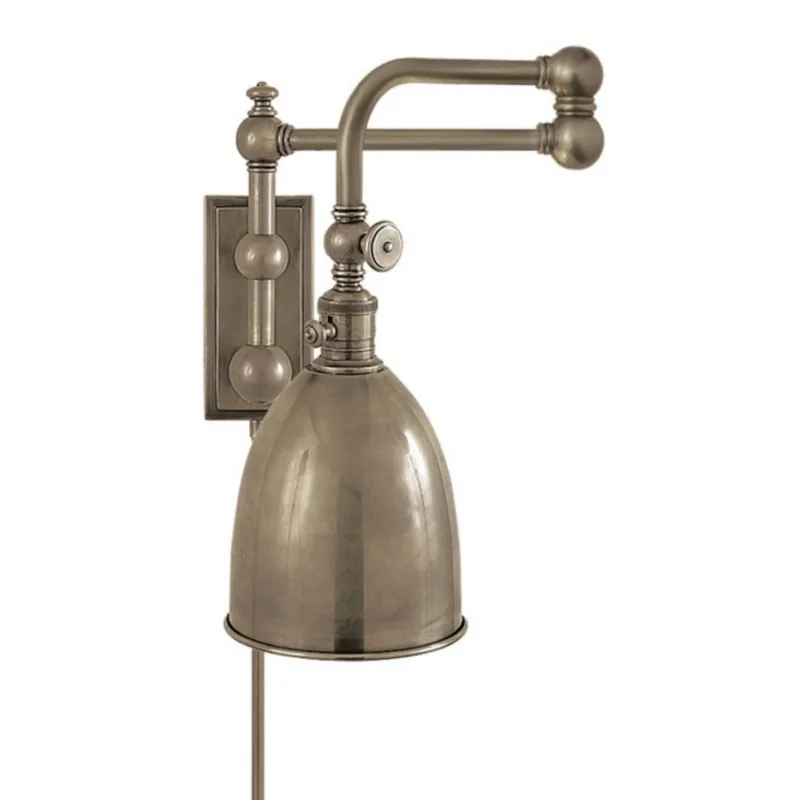 Chapman & Myers Pimlico Double Swing Arm in Antique Nickel with Antique Nickel Shade Wall Light W11" x H16"