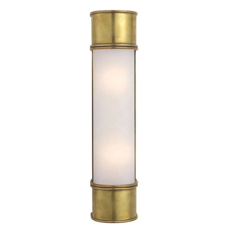 Chapman & Myers Oxford 18" Bath Sconce in Antique-Burnished Brass with Frosted Glass Wall Light W4.25" x H18.5"