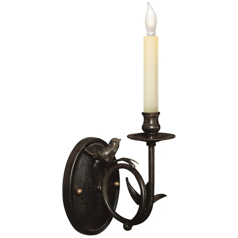 Chapman & Myers Perching Bird Sconce in Rust with Verdis Accents Wall Light W5" x H14"