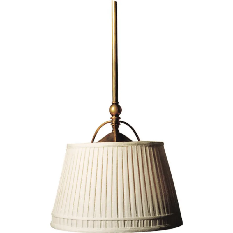 Chapman & Myers Sloane Single Shop Light in Antique-Burnished Brass with Linen Shade Ceiling Light W15.5"