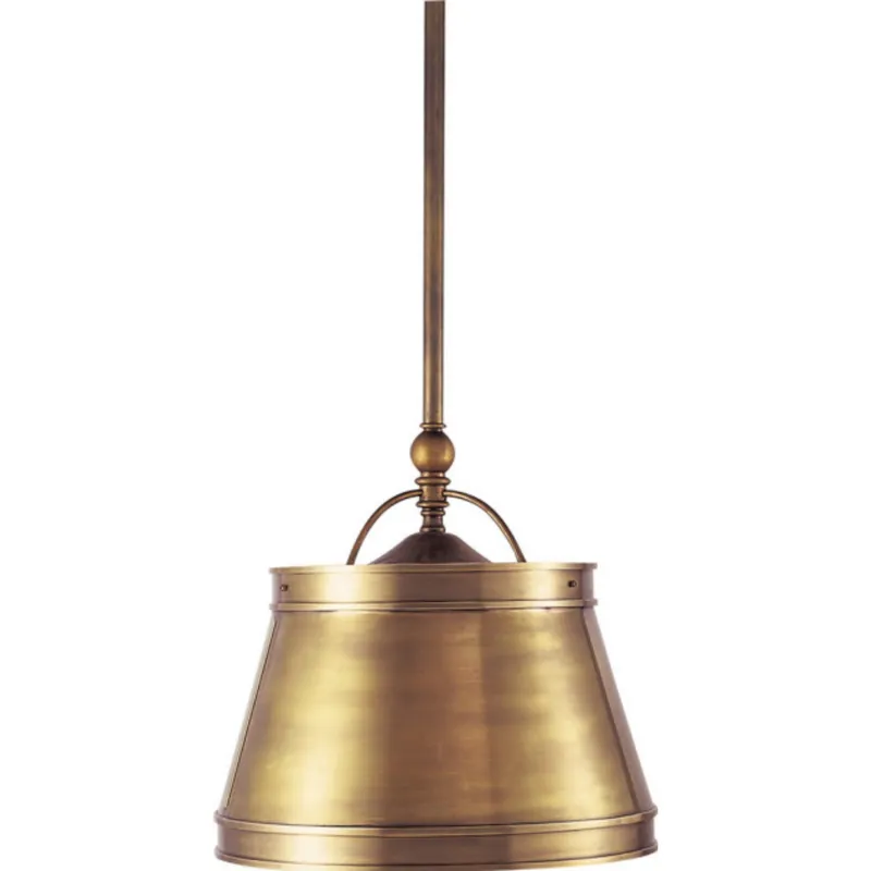 Chapman & Myers Sloane Single Shop Light in Antique-Burnished Brass with Antique-Burnished Brass Shade Ceiling Light W15.5"