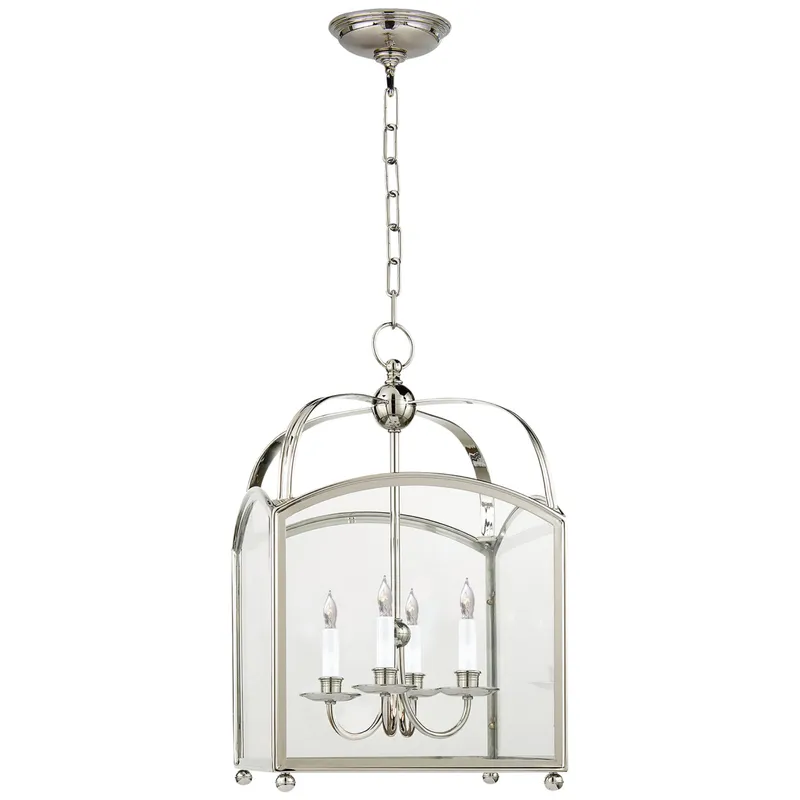 Chapman & Myers Arch Top Small Lantern in Polished Nickel Ceiling Light W14.5" x H24"