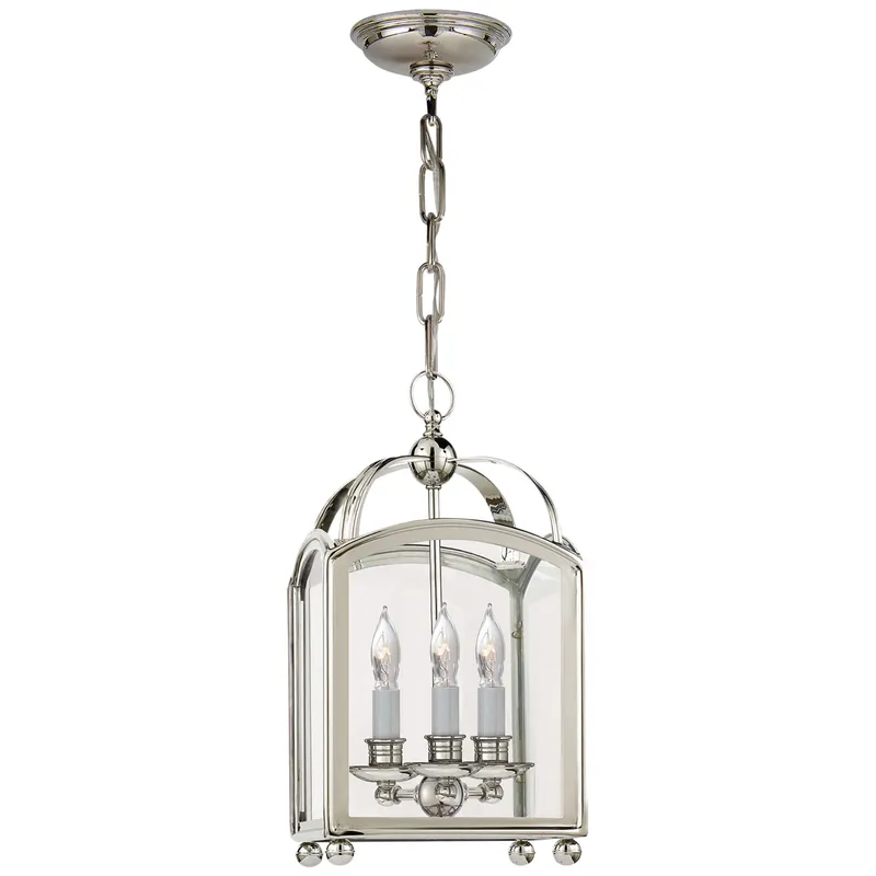 Chapman & Myers Arch Top Mini Lantern in Polished Nickel Ceiling Light W8.25" x H16.75"
