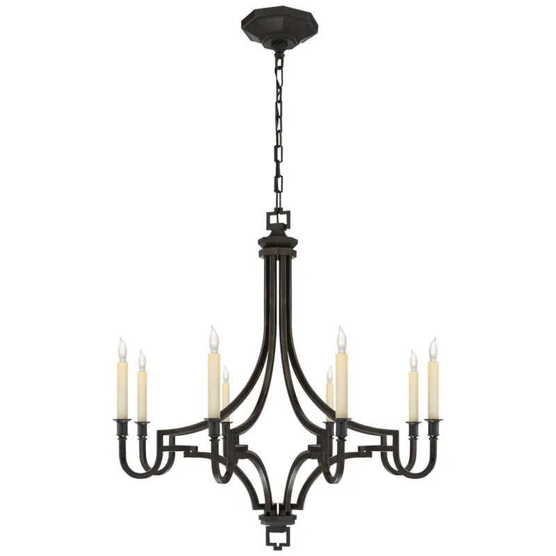 Chapman & Myers Mykonos Medium Chandelier in Aged Iron Ceiling Light W25.75" x H29.75"