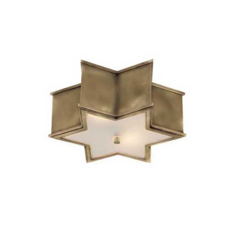 Alexa Hampton Sophia Small Flush Mount in Natural Brass with Frosted Glass Ceiling Light W13.5" x H5"