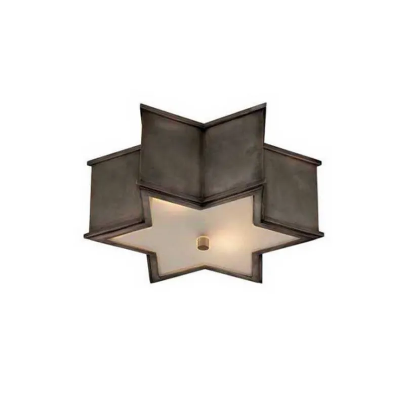 Alexa Hampton Sophia Small Flush Mount in Gun Metal with Frosted Glass Ceiling Light W13.5" x H5"