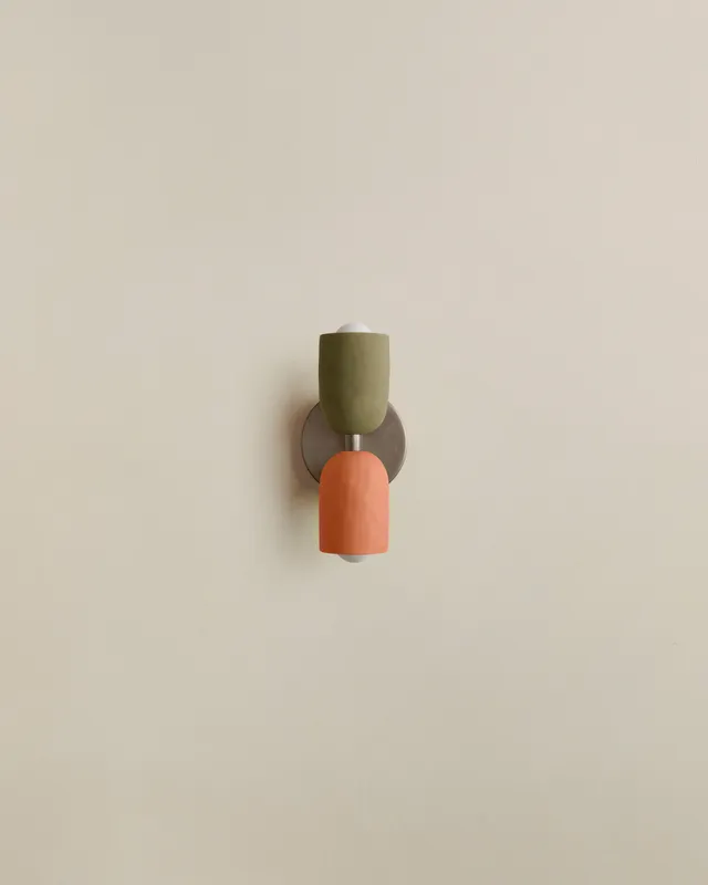 Ceramic Up Down Sconce – Green Clay / Terracotta / Pewter / Slim