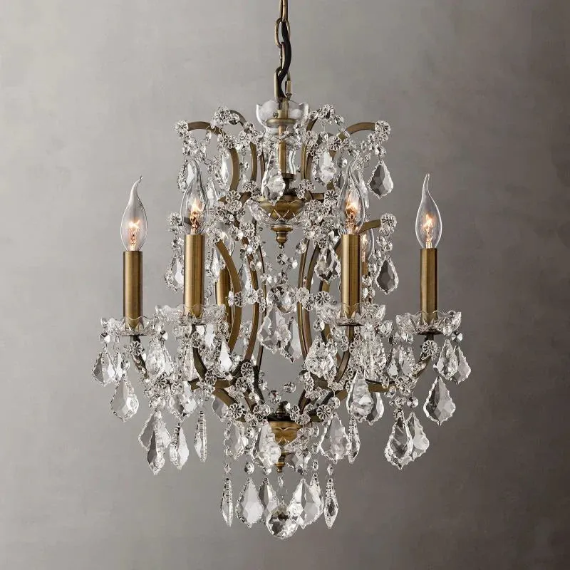 19th C. Roselle Iron & Crystal Round Chandelier