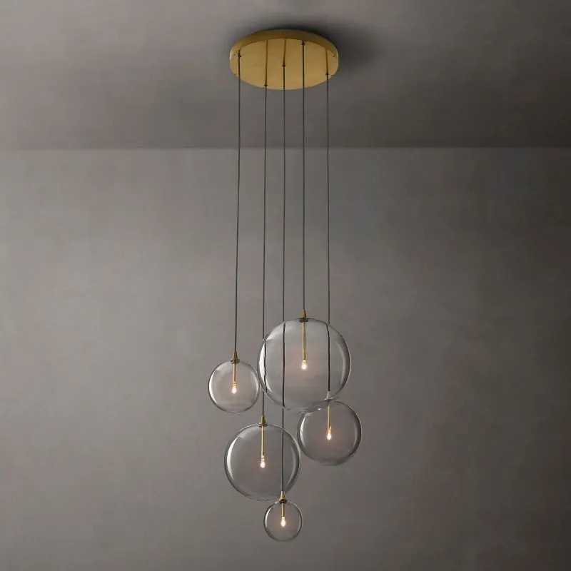 Glass Globe Mobile Cluster Chandelier 28"