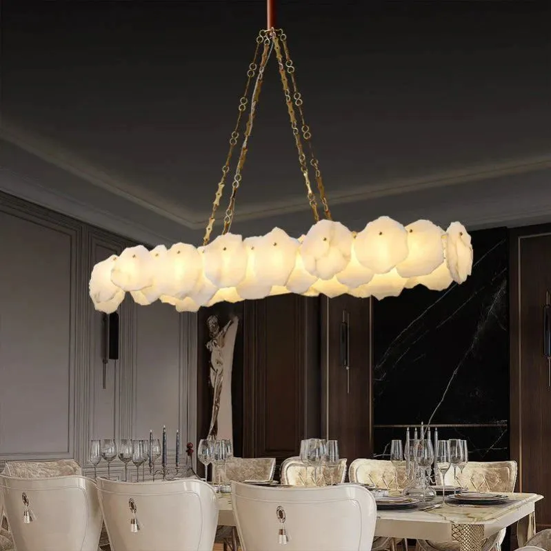 Nasile Linear Alabaster Chain Chandelier