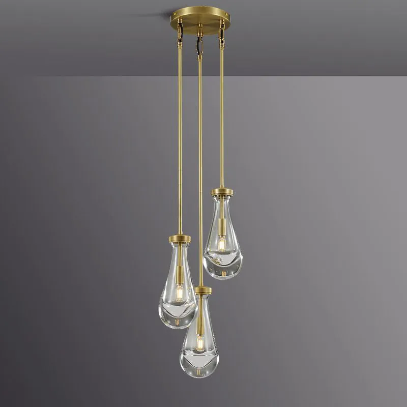 Rain Drops 3 Lights Rod Round Chandelier
