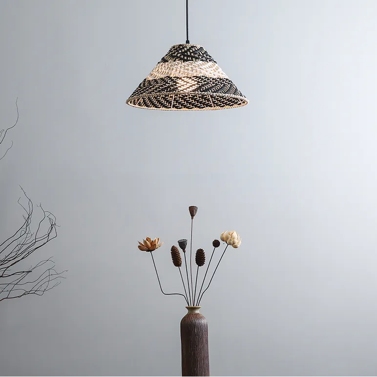 Twirlanda Rattan Black Wicker Pendant Light