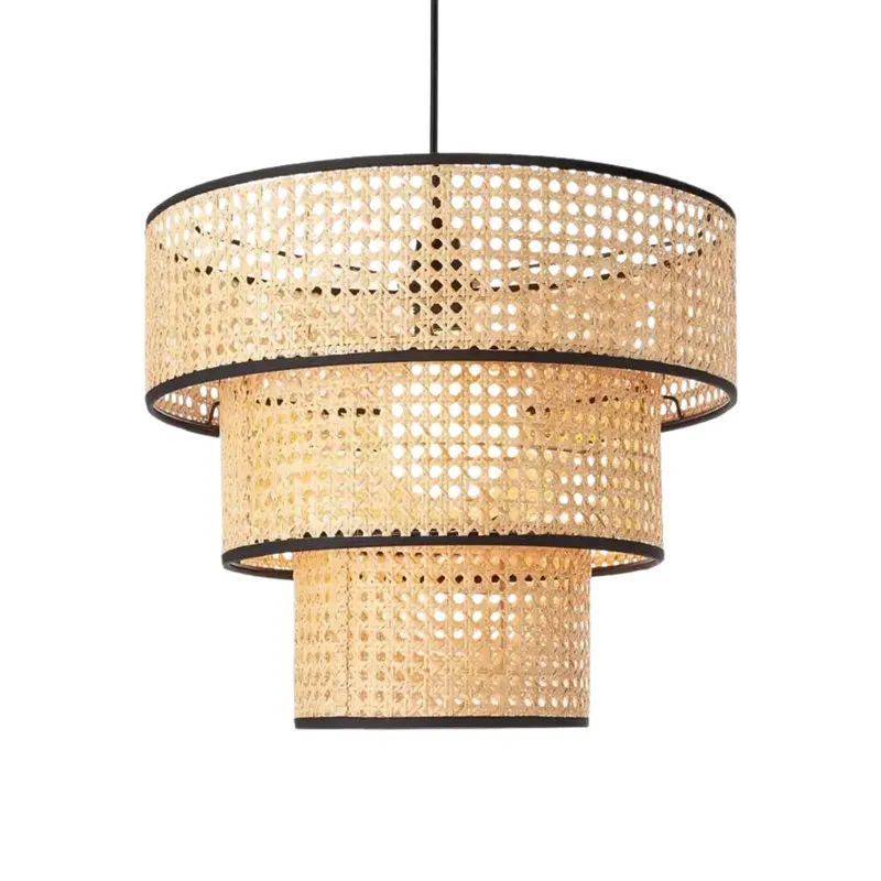 ArcoMead Rattan 3 Drum Pendant Light