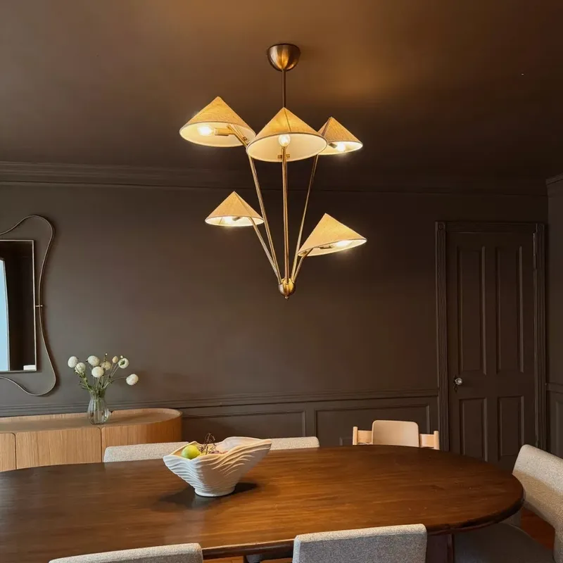 5 Arm Wabi Sabi Cone Fabric Ceiling Light