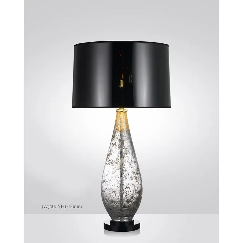 Harrod's Smoke Hand-Crafted Blown Glass Table Lamp With Shade